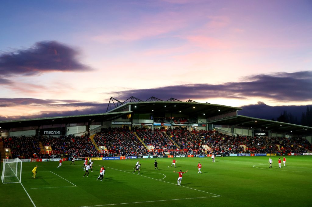 General view inside the stadium during the Emirates FA Cup Fourth Round match between Wrexham and Sheffield United at Racecourse Ground
