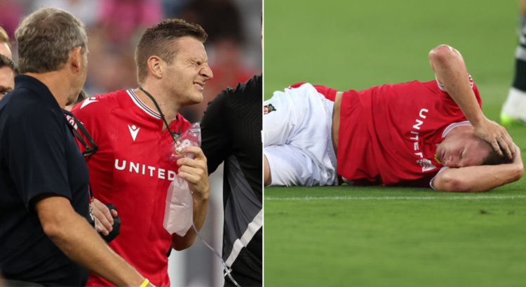 Side by side photo of Paul Mullin receiving treatment for punctured lung