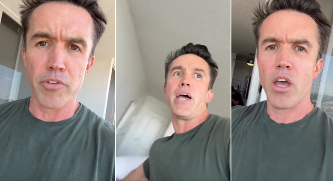 Side by side photos of Rob McElhenney