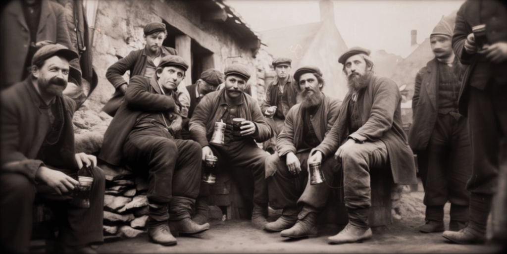 Image of Welsh labourers drinking Wrexham lager from Welcome to Wrexham documentary