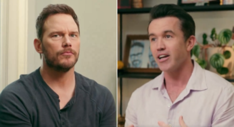 Side by side photo of Chris Pratt and Rob McElhenney