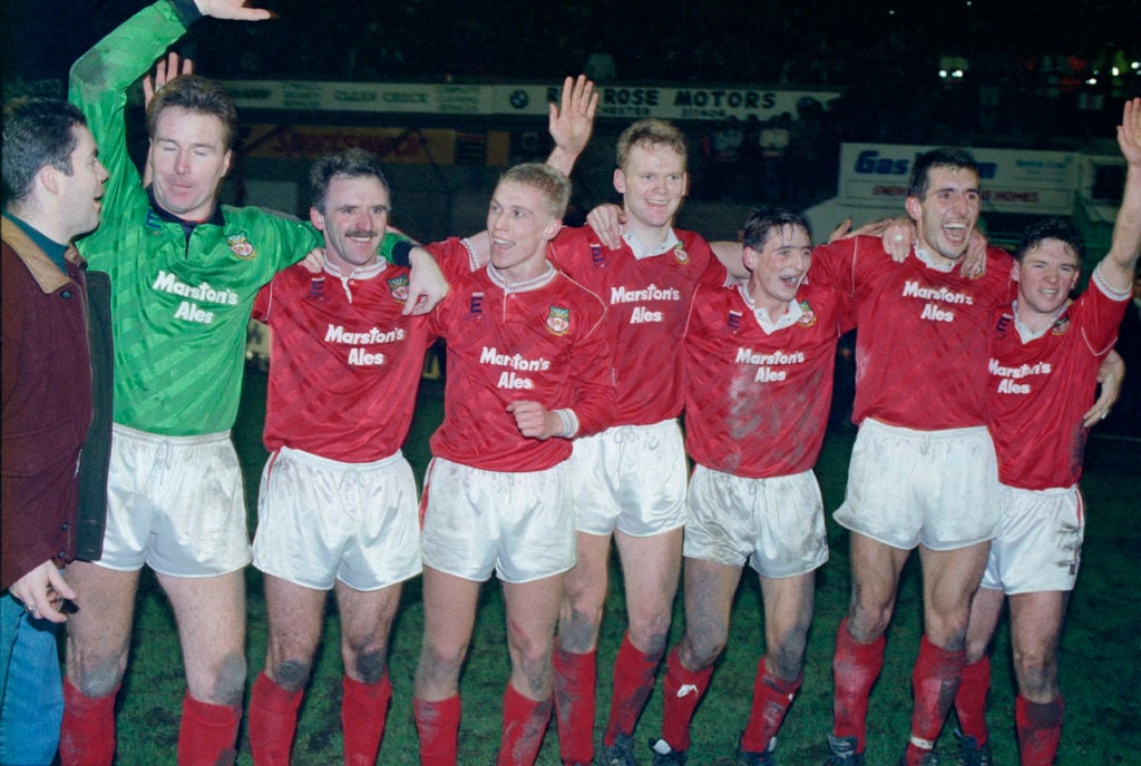 Wrexham celebrate FA Cup 3rd Round win over Arsenal 1992