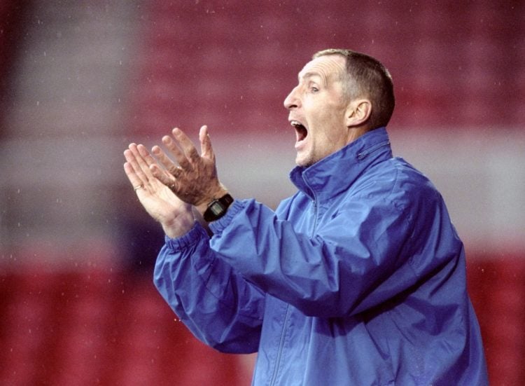 11 Dec 1999:  Wrexham coach Joey Jones during the FA Cup third round match against Middlesbrough at the Racecourse Ground in Wrexham, Wales. Wrexha...