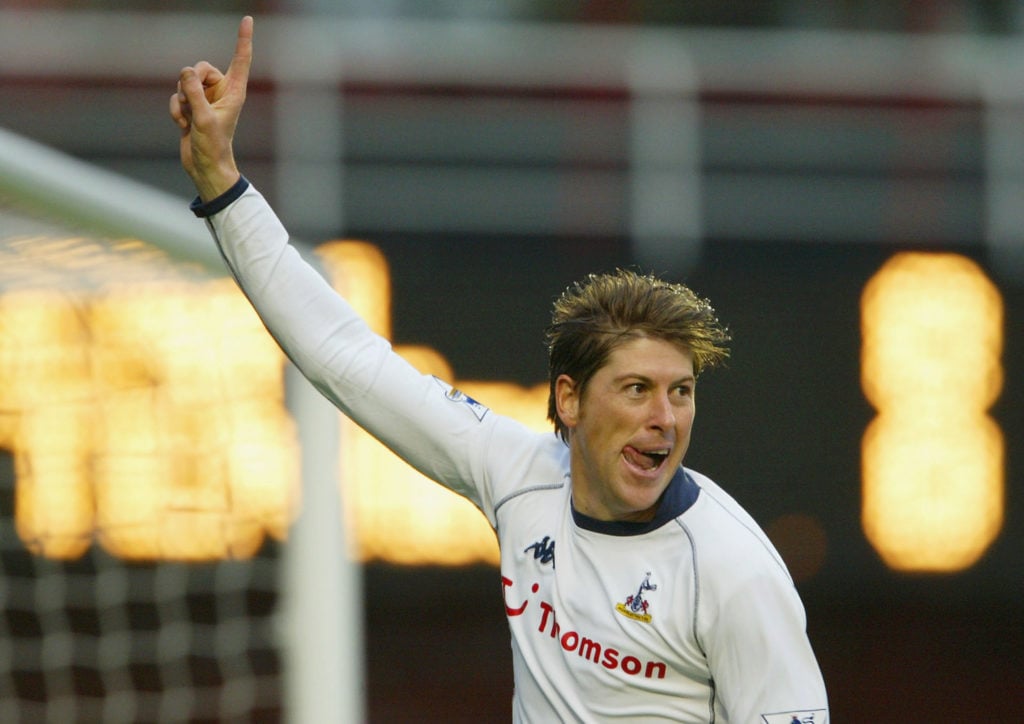 Darren Anderton celebrates scoring the first goal