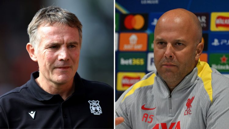 Phil Parkinson and Liverpool manager Arne Slot