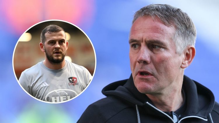 Phil Parkinson. Inset, Pierce Sweeney of Exeter City.