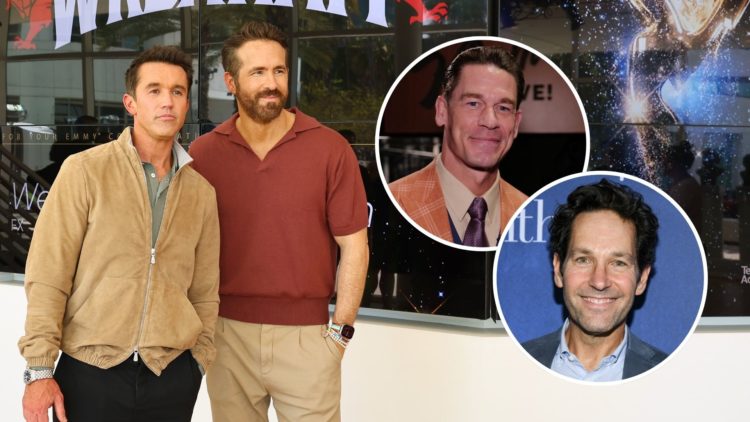 Rob McElhenney and Ryan Reynolds attend the FYC red carpet for FX's "Welcome to Wrexham" at Television Academy on April 29, 2023 in Los Angeles, Ca...