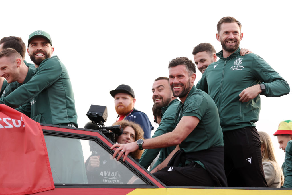 Wrexham FC Celebrate Promotion To League Football With Bus Parade