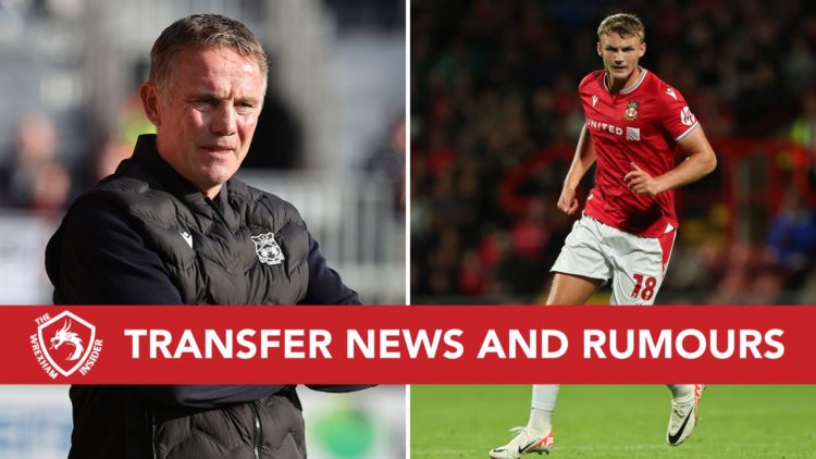 Phil Parkinson and Sam Dalby with a 'transfer news and rumours' banner