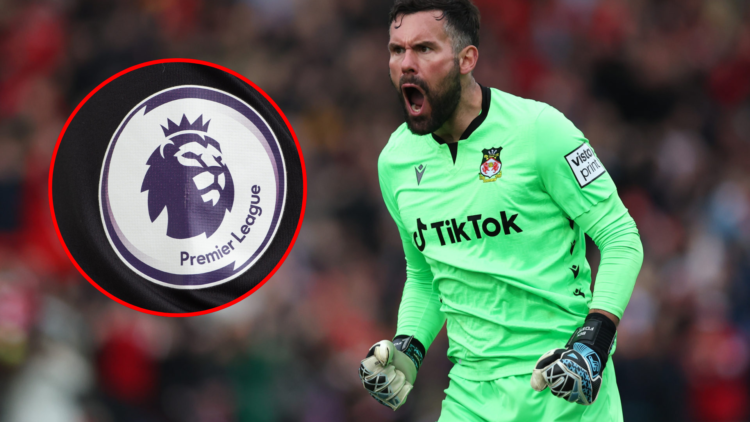 Former Wrexham goalkeeper Ben Foster. Inset, Premier League badge.