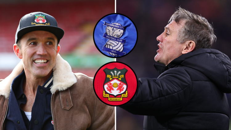 Split image, (L) McElhenney during the Vanarama National League fixture between Wrexham and Notts County. (R) Phil Parkinson manager / head coach o...