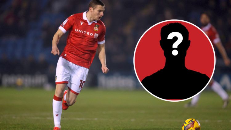 Wrexham striker Paul Mullin. Inset, mystery player.