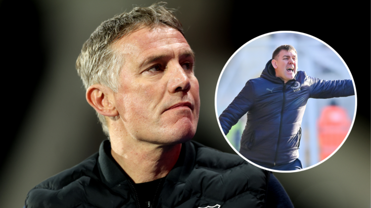 Wrexham manager Phil Parkinson. Inset, Stockport County manager Dave Challinor.