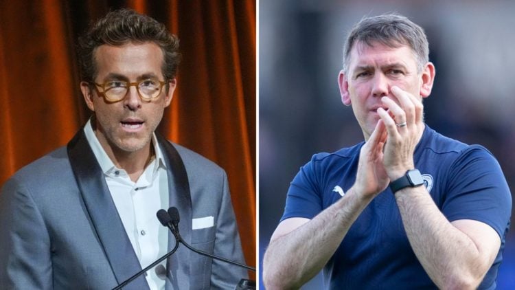 Ryan Reynolds speaks onstage at The National Board of Review Gala, and Dave Challinor of Stockport County.