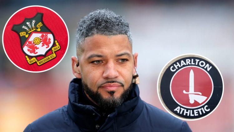 Image of: Television pundit Jobi McAnuff looks on during the Emirates FA Cup First Round game between Wrexham and Oldham Inset of: The official clu...