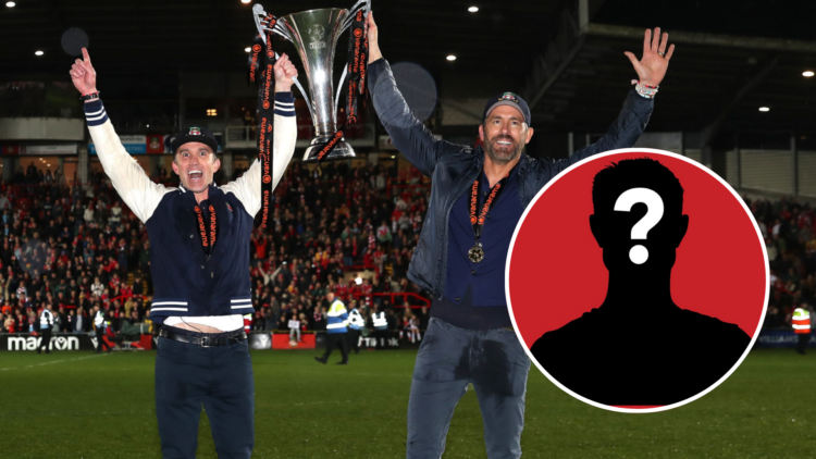 Rob McElhenney and Ryan Reynolds, Owners of Wrexham celebrate with the Vanarama National League trophy as Wrexham win the Vanarama National League ...