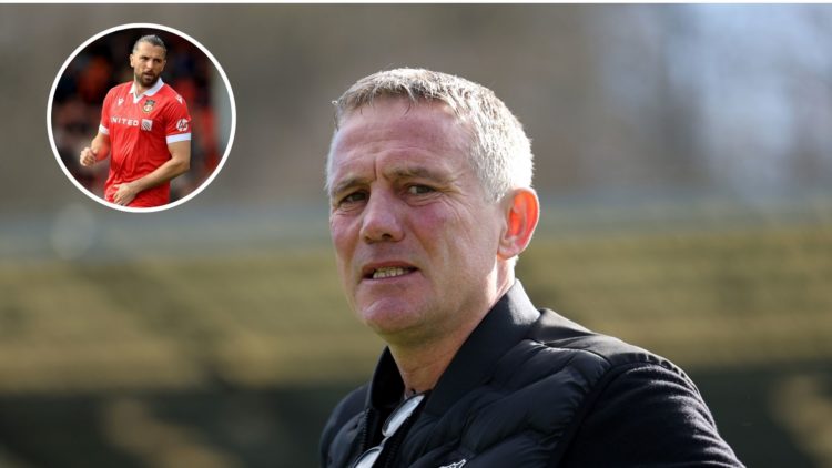 Image of: Phil Parkinson, Manager of Wrexham looks on prior to the Sky Bet League One match between Wycombe Wanderers FC and Wrexham AFC Inset of: ...