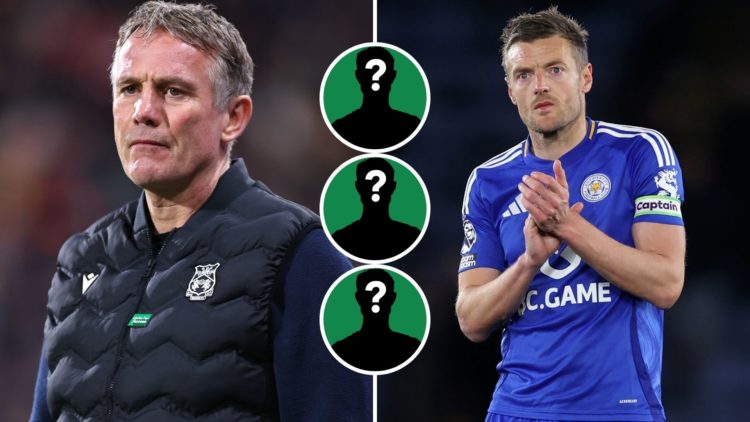 Split Image of: Phil Parkinson manager / head coach of Wrexham during the Sky Bet League One match between Huddersfield Town AFC and Wrexham AFC, J...