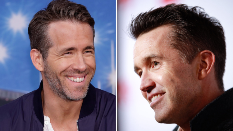 Split image, (L) Actor Ryan Reynolds attends the press conference for Seoul premiere of 'Deadpool 2'. (R) Rob McElhenney attends "Wales To The Worl...
