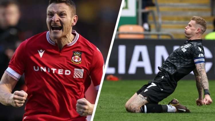 Paul Mullin of Wrexham celebrates the win at the final whistle during the Emirates FA Cup Third Round match between Shrewsbury Town and Wrexham. Ja...