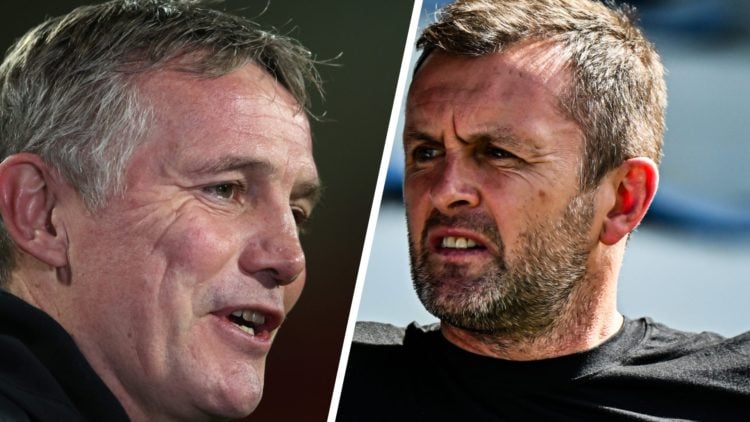 Phil Parkinson, Manager of Wrexham prior to the Sky Bet League One match between Wrexham AFC and Birmingham City. Nathan Jones, manager of Charlton...