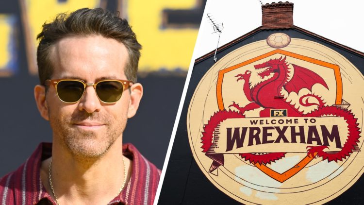 Ryan Reynolds attends the "Deadpool & Wolverine" Fan Event at Uber Arena. A general view of a welcome to Wrexham football branded mural ahead of th...