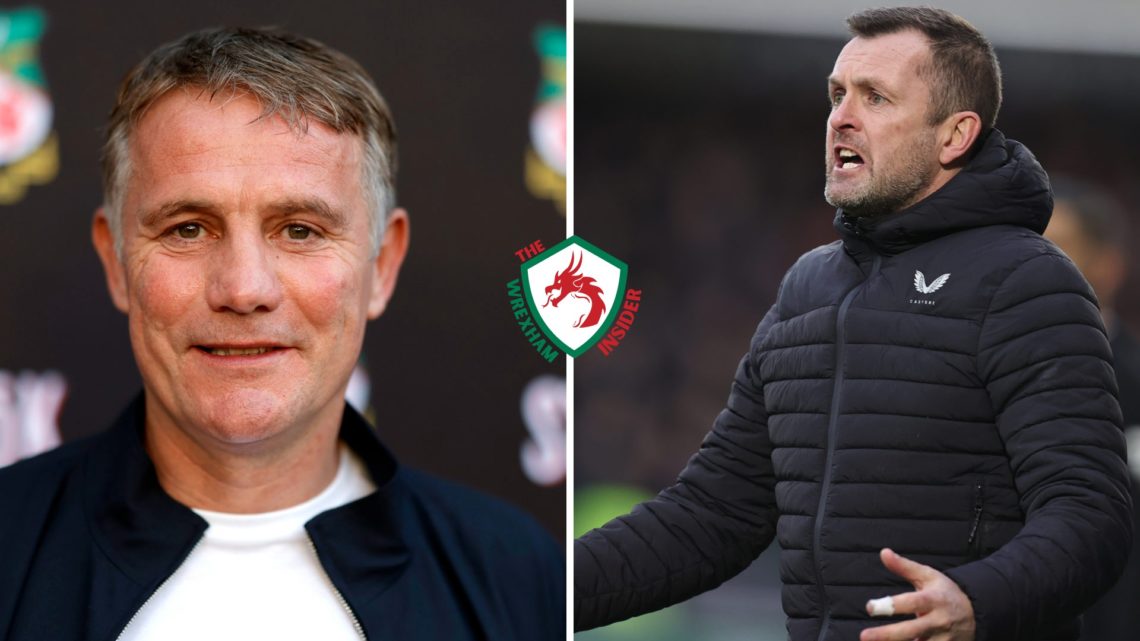 Phil Parkinson attends the "Welcome to Wrexham: Wrex Coast Tour" kick-off party. Charlton Athletic manager Nathan Jones looks on during the Sky Bet...