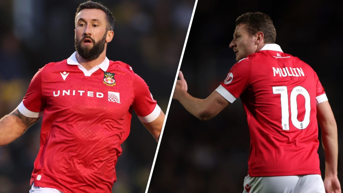 A split image of Wrexham striker Ollie Palmer (L) and Wrexham striker Paul Mullin (R)