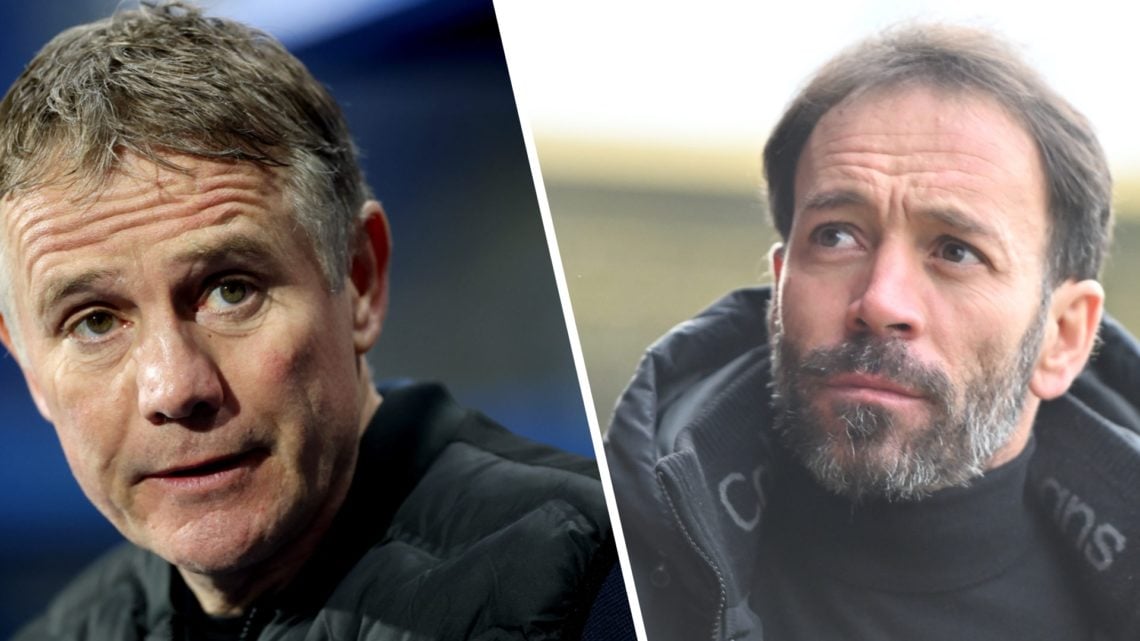 Split image of Wrexham manager Phil Parkinson and Bristol Rovers manager Inigo Calderon.