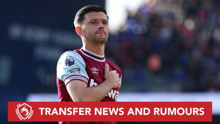 Image of Aaron Cresswell of West Ham United shows appreciation to the fans following his final appearance for the club after the Premier League mat...