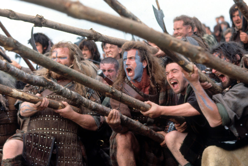 A scene starring Mel Gibson in the 1995 film 'Braveheart'.