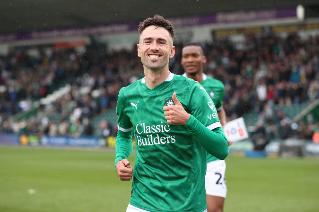 Plymouth Argyle's Ryan Hardie celebrates against Sheffield United.