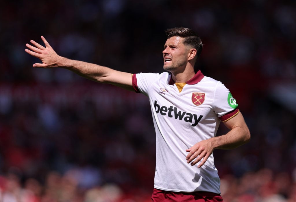 Aaron Cresswell in action during Manchester United FC v West Ham United FC in the Premier League clash.