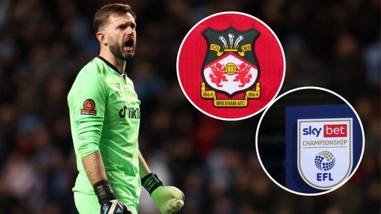 Image of Mark Howard of Wrexham celebrates his team winning a penalty during the Emirates FA Cup Third Round match between Coventry City and Wrexha...