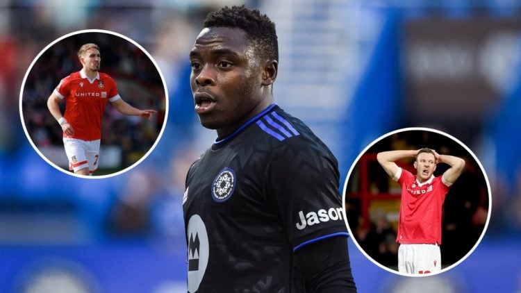 Image of CF Montreal forward Sunusi Ibrahim (22) during the Orlando City SC versus the CF Montreal game, Insets of Paul Mullin of Wrexham FC reacts...