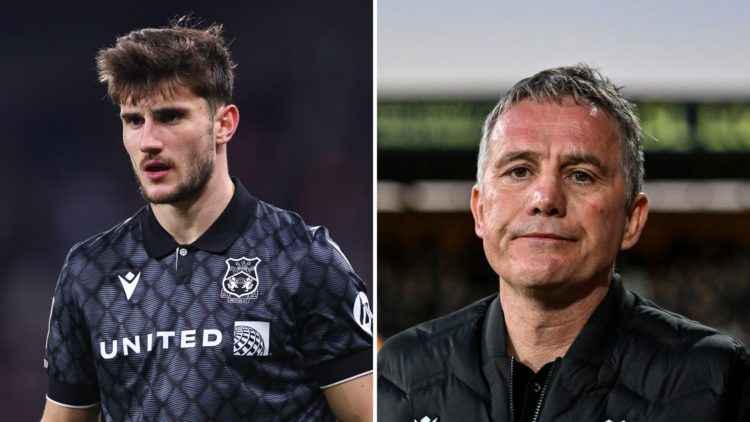 Split Image of Ryan Longman of Wrexham during the Sky Bet League One match between Huddersfield Town AFC and Wrexham, Phil Parkinson (Manager Wrexh...