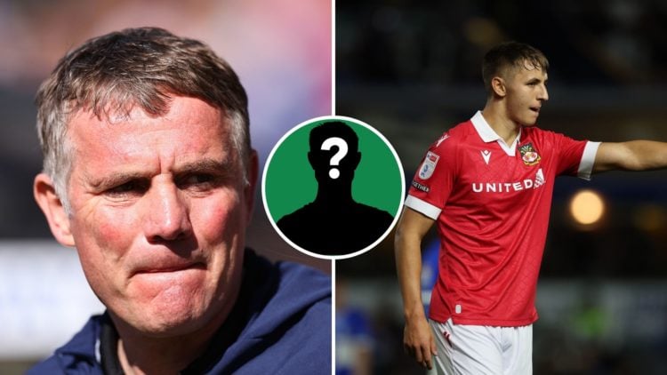 Split Image of: Phil Parkinson the head coach / manager of Wrexham during the Vanarama National League fixture between FC Halifax Town and Wrexham,...
