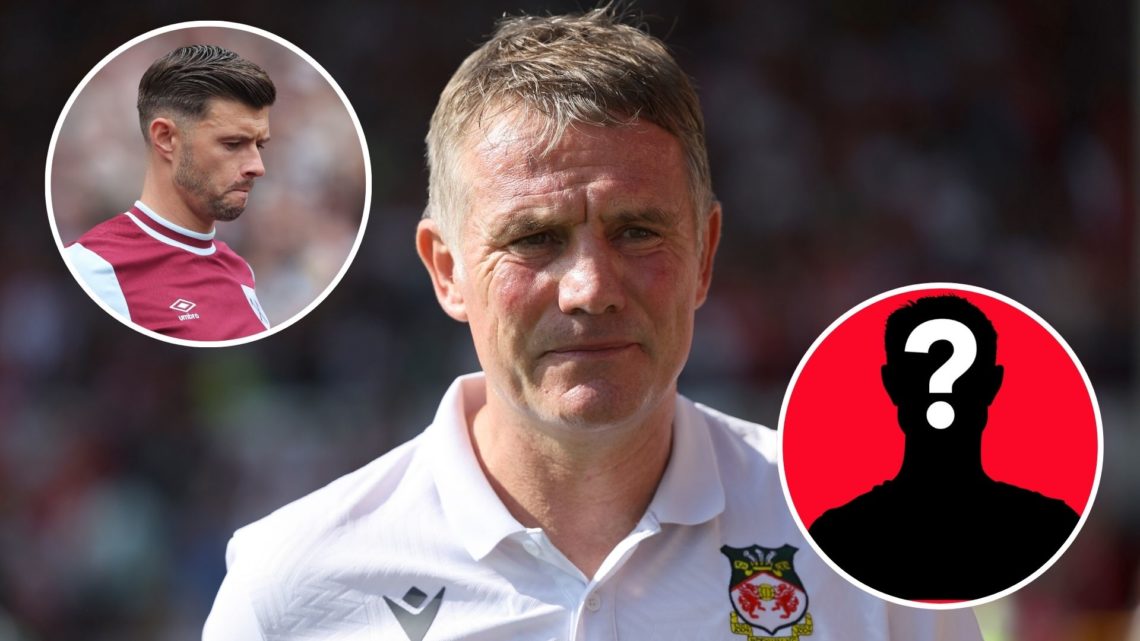 Image of Phil Parkinson the head coach / manager of Wrexham during the Sky Bet League Two match between Wrexham and Doncaster Rovers, Insets of Wes...