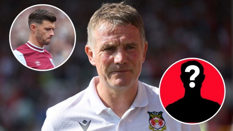 Image of Phil Parkinson the head coach / manager of Wrexham during the Sky Bet League Two match between Wrexham and Doncaster Rovers, Insets of Wes...