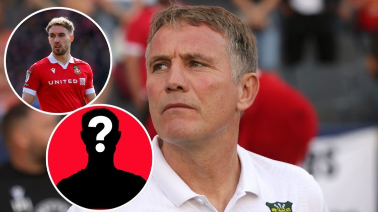 Image of Manager Phil Parkinson of Wrexham AFC looks on ahead of a pre-season friendly match between Wrexham AFC and the LA Galaxy, insets of Sam S...
