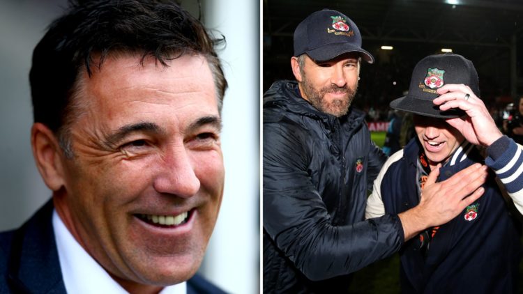 Split Image of Crawley manager Dean Saunders looks on prior to the Sky Bet League One match between Crawley Town and Coventry City, Ryan Reynolds a...