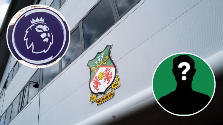 Image of: The badge of Wrexham at The Racecourse Ground the home stadium of Wrexham AFC during the Vanarama National League match between Wrexham a...