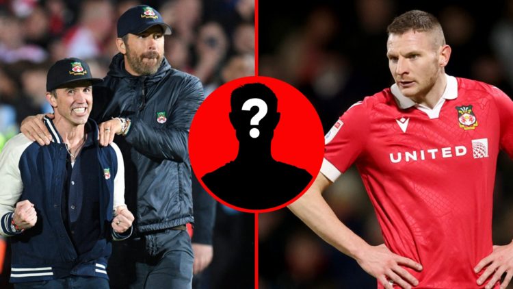 Wrexham owner Rob McElhenney and Wrexham owner Ryan Reynolds celebrate on the pitch after the English National League football match between Wrexha...