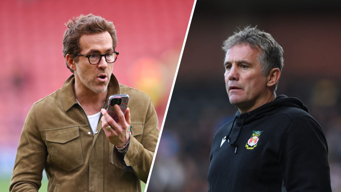 A split image of Wrexham co-owner Ryan Reynolds (L) and Wrexham boss Phil Parkinson (R)