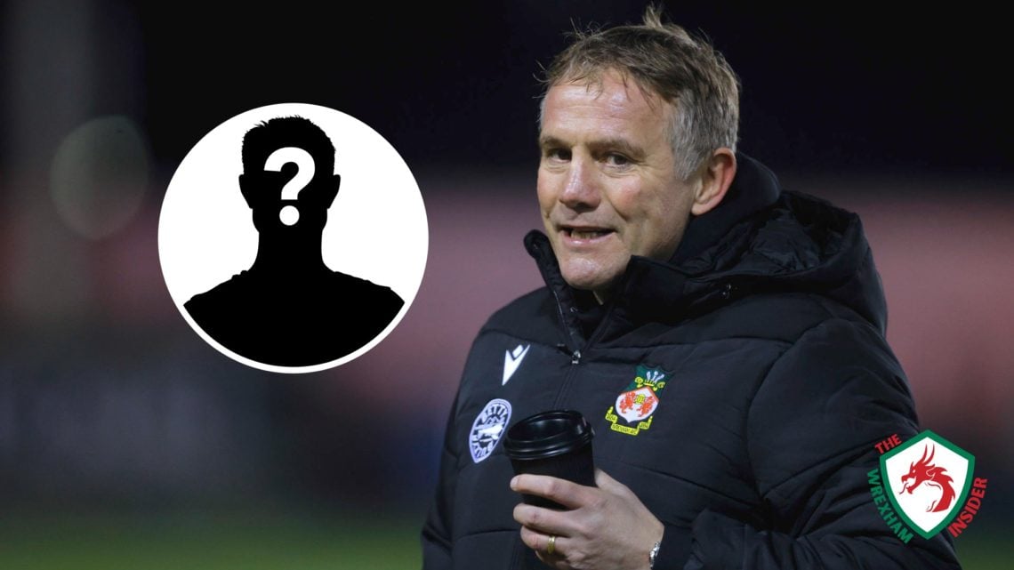Wrexham manager Phil Parkinson looks on. Inset a picture of a mystery player.