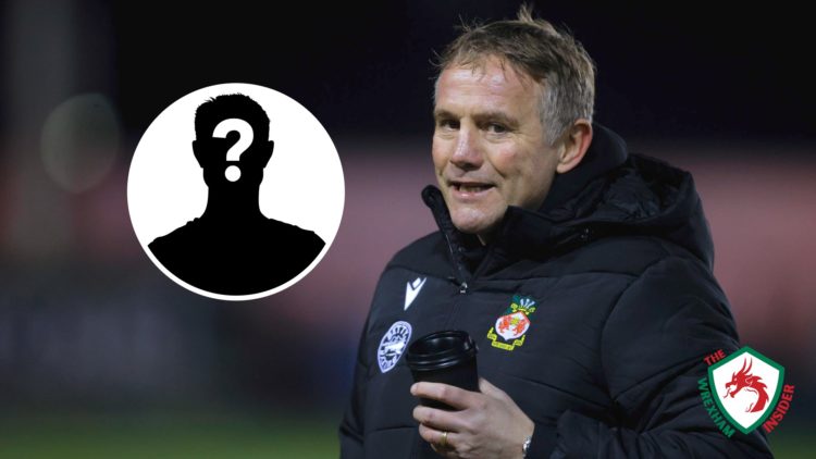 Wrexham manager Phil Parkinson looks on. Inset a picture of a mystery player.