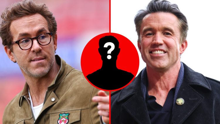 Wrexham co-owners Ryan Reynolds and Rob McElhenney look on at the Racecourse Ground.