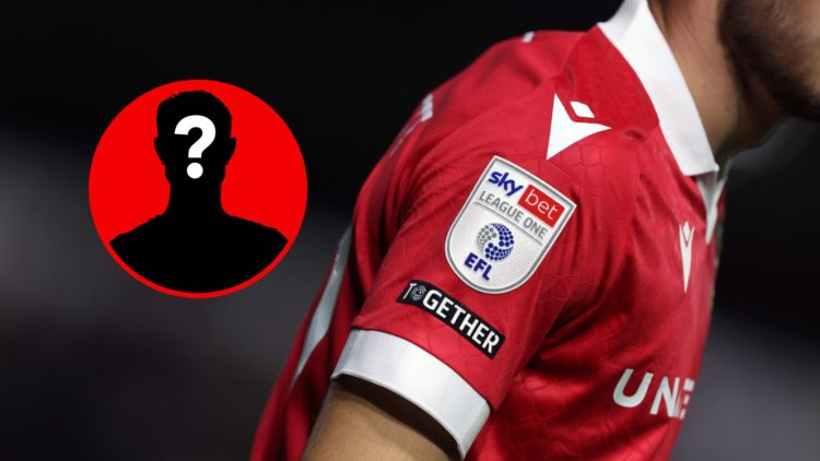 A close up of the EFL League One logo on a Wrexham shirt.