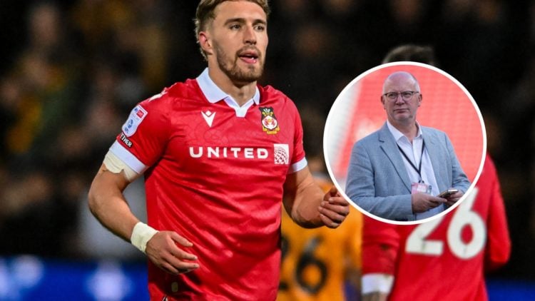 Wrexham striker Sam Smith. Inset, Shaun Harvey.