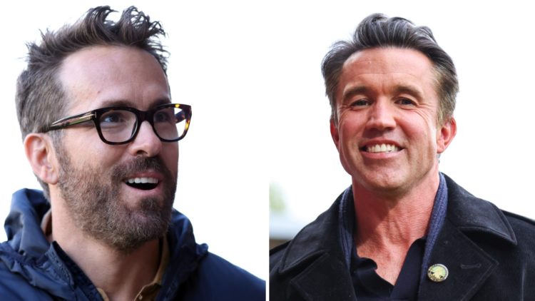 Ryan Reynolds, Owner of Wrexham looks on during the Vanarama National League match between Wrexham and Notts County. Rob McElhenney co-owner of Wre...
